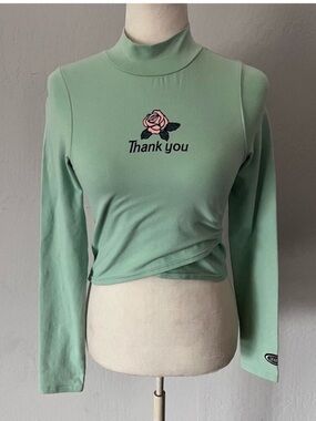 BSR by Samii Ryan Mint Green ‘Thank You’ Crop Top - Size Medium